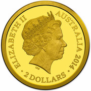 Australia 2 Dollars Platypus 2014  ELIZABETH II AUSTRALIA 2014 2 DOLLARS IRB coin obverse Australia 2 Dollars Platypus 2014  ELIZABETH II AUSTRALIA 2014 2 DOLLARS IRB coin obverse