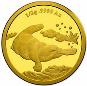 Australia 2 Dollars Platypus 2014  1/2 G .9999 AU coin reverse Australia 2 Dollars Platypus 2014  1/2 G .9999 AU coin reverse