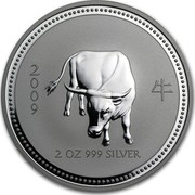 Australia 2 Dollars The Ox 2007 2009 2 OZ 999 SILVER coin reverse Australia 2 Dollars The Ox 2007 2009 2 OZ 999 SILVER coin reverse