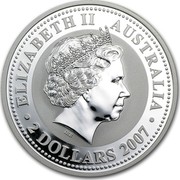 Australia 2 Dollars The Tiger 2007 ELIZABETH II AUSTRALIA 2 DOLLARS 2007 IRB coin obverse Australia 2 Dollars The Tiger 2007 ELIZABETH II AUSTRALIA 2 DOLLARS 2007 IRB coin obverse