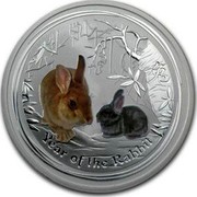 Australia 2 Dollars Year of the Rabbit (Colorized) 2011 YEAR OF THE RABBIT P coin reverse Australia 2 Dollars Year of the Rabbit (Colorized) 2011 YEAR OF THE RABBIT P coin reverse