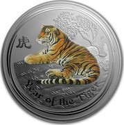 Australia 2 Dollars Year of the Tiger (Colorized) 2010 YEAR OF THE TIGER P TV coin reverse Australia 2 Dollars Year of the Tiger (Colorized) 2010 YEAR OF THE TIGER P TV coin reverse