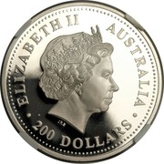 Australia 200 Dollars Koala on a tree 2000 ELIZABETH II AUSTRALIA IRB ∙ 200 DOLLARS ∙ coin obverse Australia 200 Dollars Koala on a tree 2000 ELIZABETH II AUSTRALIA IRB ∙ 200 DOLLARS ∙ coin obverse