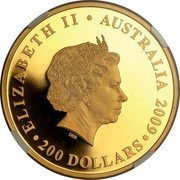 Australia 200 Dollars (Koala on a tree branch) ELIZABETH II AUSTRALIA 2009 200 DOLLARS IRB coin obverse Australia 200 Dollars (Koala on a tree branch) ELIZABETH II AUSTRALIA 2009 200 DOLLARS IRB coin obverse