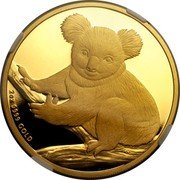 Australia 200 Dollars (Koala on a tree branch) 2 OZ 9999 GOLD P coin reverse Australia 200 Dollars (Koala on a tree branch) 2 OZ 9999 GOLD P coin reverse