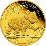 Australia 25 Dollars Australian Koala 2016 AUSTRALIAN KOALA P 2016 1/4 OZ 9999 GOLD coin reverse Australia 25 Dollars Australian Koala 2016 AUSTRALIAN KOALA P 2016 1/4 OZ 9999 GOLD coin reverse