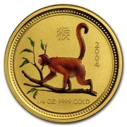 Australia 25 Dollars Climbing Monkey (Colorized) 2004 2004 1/4 OZ 9999 GOLD coin reverse