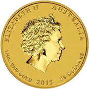 Australia 25 Dollars Monkey King 2016 ELIZABETH II AUSTRALIA 1/4 OZ 9999 GOLD 2015 25 DOLLARS IRB coin obverse Australia 25 Dollars Monkey King 2016 ELIZABETH II AUSTRALIA 1/4 OZ 9999 GOLD 2015 25 DOLLARS IRB coin obverse