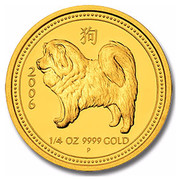 Australia 25 Dollars Year of the Dog 2006 KM# 1892a 2006 1/4 OZ 9999 GOLD P coin reverse Australia 25 Dollars Year of the Dog 2006 KM# 1892a 2006 1/4 OZ 9999 GOLD P coin reverse