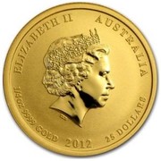 Australia 25 Dollars Year of the Dragon (Colorized) 2012 ELIZABETH II AUSTRALIA 1/4 OZ 9999 GOLD 2012 25 DOLLARS IRB coin obverse Australia 25 Dollars Year of the Dragon (Colorized) 2012 ELIZABETH II AUSTRALIA 1/4 OZ 9999 GOLD 2012 25 DOLLARS IRB coin obverse