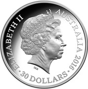 Australia 30 Dollars Australian Olympic Team 2016  ELIZABETH II AUSTRALIA 2016 30 DOLLARS IRB coin obverse Australia 30 Dollars Australian Olympic Team 2016  ELIZABETH II AUSTRALIA 2016 30 DOLLARS IRB coin obverse