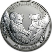 Australia 30 Dollars Koalas on a tree branch 2011 AUSTRALIAN KOALA 2011 KILO 999 SILVER P coin reverse Australia 30 Dollars Koalas on a tree branch 2011 AUSTRALIAN KOALA 2011 KILO 999 SILVER P coin reverse