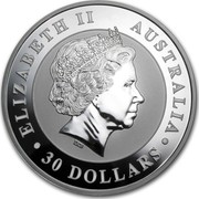 Australia 30 Dollars Kookaburra 2014 KM# 2119 ELIZABETH II AUSTRALIA 30 DOLLARS IRB coin obverse Australia 30 Dollars Kookaburra 2014 KM# 2119 ELIZABETH II AUSTRALIA 30 DOLLARS IRB coin obverse