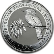 Australia 30 Dollars Kookaburra on a tree branch with leaves and berries 2000 THE AUSTRALIAN KOOKABURRA 1 KILO 999 SILVER 2000 coin reverse Australia 30 Dollars Kookaburra on a tree branch with leaves and berries 2000 THE AUSTRALIAN KOOKABURRA 1 KILO 999 SILVER 2000 coin reverse