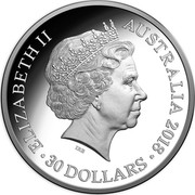 Australia 30 Dollars Lunar Dog 2018 ELIZABETH II AUSTRALIA 2018 30 DOLLARS IRB coin obverse Australia 30 Dollars Lunar Dog 2018 ELIZABETH II AUSTRALIA 2018 30 DOLLARS IRB coin obverse