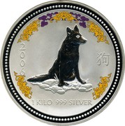 Australia 30 Dollars Lunar German Shepard 2006  2 0 狗 0 6 1 KILO 999 SILVER coin reverse