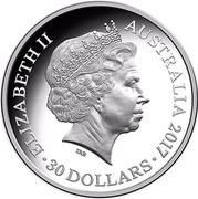 Australia 30 Dollars Lunar Rooster 2017 ELIZABETH II AUSTRALIA 2017 30 DOLLARS IRB coin obverse Australia 30 Dollars Lunar Rooster 2017 ELIZABETH II AUSTRALIA 2017 30 DOLLARS IRB coin obverse