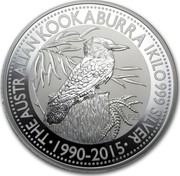 Australia 30 Dollars The Kookaburra 2015 THE AUSTRALIAN KOOKABURRA 1/2 OZ 999 SILVER 1990-2015 P25 coin reverse Australia 30 Dollars The Kookaburra 2015 THE AUSTRALIAN KOOKABURRA 1/2 OZ 999 SILVER 1990-2015 P25 coin reverse