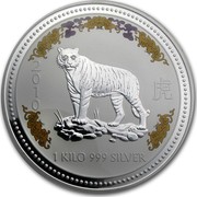 Australia 30 Dollars Tiger (Colorized) 2010 (2007) 2010 1 KILO 999 SILVER coin reverse Australia 30 Dollars Tiger (Colorized) 2010 (2007) 2010 1 KILO 999 SILVER coin reverse