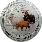 Australia 30 Dollars Year of the Goat (Colorized) 2015 YEAR OF THE GOAT P NM coin reverse Australia 30 Dollars Year of the Goat (Colorized) 2015 YEAR OF THE GOAT P NM coin reverse