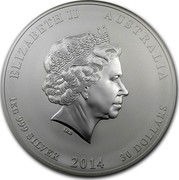 Australia 30 Dollars Year of the Horse (Colorized) 2014 ELIZABETH II AUSTRALIA 1 KG 999 SILVER 2014 30 DOLLARS IRB coin obverse Australia 30 Dollars Year of the Horse (Colorized) 2014 ELIZABETH II AUSTRALIA 1 KG 999 SILVER 2014 30 DOLLARS IRB coin obverse