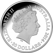 Australia 30 Dollars Year of the Horse - Eight Horses 2014  ELIZABETH II AUSTRALIA 2014 30 DOLLARS IRB coin obverse Australia 30 Dollars Year of the Horse - Eight Horses 2014  ELIZABETH II AUSTRALIA 2014 30 DOLLARS IRB coin obverse