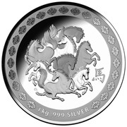 Australia 30 Dollars Year of the Horse - Eight Horses 2014  1 KG .999 SILVER CL coin reverse Australia 30 Dollars Year of the Horse - Eight Horses 2014  1 KG .999 SILVER CL coin reverse