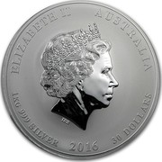 Australia 30 Dollars Year of the Monkey 2016 ELIZABETH II AUSTRALIA 1 KG 999 SILVER 2016 30 DOLLARS IRB coin obverse Australia 30 Dollars Year of the Monkey 2016 ELIZABETH II AUSTRALIA 1 KG 999 SILVER 2016 30 DOLLARS IRB coin obverse