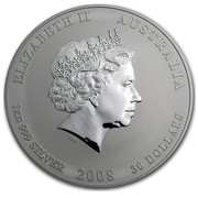 Australia 30 Dollars Year of the Mouse 2008 ELIZABETH II AUSTRALIA 1 KG 999 SILVER 2008 30 DOLLARS IRB coin obverse Australia 30 Dollars Year of the Mouse 2008 ELIZABETH II AUSTRALIA 1 KG 999 SILVER 2008 30 DOLLARS IRB coin obverse