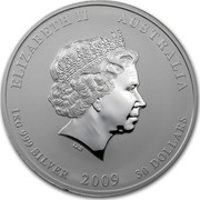 Australia 30 Dollars Year of the Ox 2009 KM# 1899a ELIZABETH II AUSTRALIA 1 KG 999 SILVER 2009 30 DOLLARS IRB coin obverse Australia 30 Dollars Year of the Ox 2009 KM# 1899a ELIZABETH II AUSTRALIA 1 KG 999 SILVER 2009 30 DOLLARS IRB coin obverse