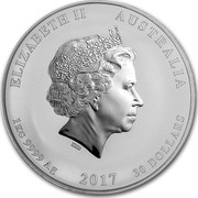 Australia 30 Dollars Year of the Rooster (Colorized) 2017 ELIZABETH II AUSTRALIA 1 KG 9999 AG 2017 30 DOLLARS IRB coin obverse Australia 30 Dollars Year of the Rooster (Colorized) 2017 ELIZABETH II AUSTRALIA 1 KG 9999 AG 2017 30 DOLLARS IRB coin obverse