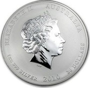 Australia 30 Dollars Year of the Tiger (Colorized) 2010 ELIZABETH II AUSTRALIA 1 KG 999 SILVER 2010 30 DOLLARS IRB coin obverse Australia 30 Dollars Year of the Tiger (Colorized) 2010 ELIZABETH II AUSTRALIA 1 KG 999 SILVER 2010 30 DOLLARS IRB coin obverse