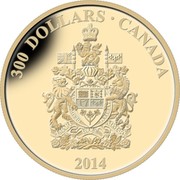 Canada 300 Dollars Canadian Coats of Arms - Canada 2014 Proof KM# 1773 300 DOLLARS CANADA 2014 AMARI USQUE ADMARE coin reverse