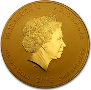 Australia 3000 Dollars Year of the Goat 2015 ELIZABETH II AUSTRALIA 1 KG 9999 GOLD 2015 3000 DOLLARS IRB coin obverse Australia 3000 Dollars Year of the Goat 2015 ELIZABETH II AUSTRALIA 1 KG 9999 GOLD 2015 3000 DOLLARS IRB coin obverse
