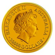 Australia 30000 Dollars Piglet 2007 ELIZABETH II AUSTRALIA 30000 DOLLARS IRB coin obverse Australia 30000 Dollars Piglet 2007 ELIZABETH II AUSTRALIA 30000 DOLLARS IRB coin obverse