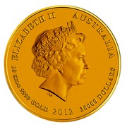 Australia 30000 Dollars Year of the Dragon 2012 KM# 1678 ELIZABETH II AUSTRALIA 10 KILO 9999 GOLD 2012 30000 DOLLARS IRB coin obverse Australia 30000 Dollars Year of the Dragon 2012 KM# 1678 ELIZABETH II AUSTRALIA 10 KILO 9999 GOLD 2012 30000 DOLLARS IRB coin obverse