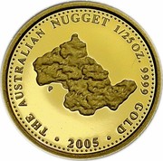 Australia 4 Dollars The Australian Gold Nugget 2005 THE AUSTRALIAN NUGGET 1/25 OZ. 9999 GOLD 2005 P coin reverse Australia 4 Dollars The Australian Gold Nugget 2005 THE AUSTRALIAN NUGGET 1/25 OZ. 9999 GOLD 2005 P coin reverse