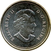 Canada 5 Cents Beaver 2006 KM# 491b ELIZABETH II D ∙ G ∙ REGINA coin obverse Canada 5 Cents Beaver 2006 KM# 491b ELIZABETH II D ∙ G ∙ REGINA coin obverse