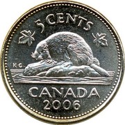 Canada 5 Cents Beaver 2006 KM# 491b 5 CENTS CANADA 2006 K ∙ G coin reverse Canada 5 Cents Beaver 2006 KM# 491b 5 CENTS CANADA 2006 K ∙ G coin reverse