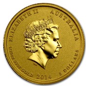Australia 5 Dollars Galloping Horse 2014 KM# 2101 ELIZABETH II AUSTRALIA 1/20 OZ 9999 GOLD 2014 5 DOLLARS IRB coin obverse Australia 5 Dollars Galloping Horse 2014 KM# 2101 ELIZABETH II AUSTRALIA 1/20 OZ 9999 GOLD 2014 5 DOLLARS IRB coin obverse