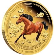 Australia 5 Dollars Galloping Horse (Colorized) 2014 YEAR OF THE HORSE P TV coin reverse Australia 5 Dollars Galloping Horse (Colorized) 2014 YEAR OF THE HORSE P TV coin reverse