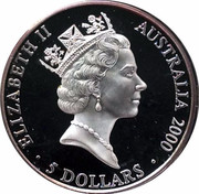 Australia 5 Dollars (Kangaroo) KM# 382 ELIZABETH II AUSTRALIA 2000 5 DOLLARS RDM coin obverse Australia 5 Dollars (Kangaroo) KM# 382 ELIZABETH II AUSTRALIA 2000 5 DOLLARS RDM coin obverse