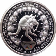Australia 5 Dollars (Kangaroo) KM# 382 COMMEMORATING THE OPLYMPIC GAMES OF THE NEW MILLENNIUM IN SYDNEY IN THE YEAR 2000 A.D. CELEBRATING THE UNIQUE ANIMALS, BIRDS, FISH AND FLORA OF AUSTRALIA AND THE SPIRIT OF THE GAMES OF THE XXVII OLYMPIAD. coin reverse Australia 5 Dollars (Kangaroo) KM# 382 COMMEMORATING THE OPLYMPIC GAMES OF THE NEW MILLENNIUM IN SYDNEY IN THE YEAR 2000 A.D. CELEBRATING THE UNIQUE ANIMALS, BIRDS, FISH AND FLORA OF AUSTRALIA AND THE SPIRIT OF THE GAMES OF THE XXVII OLYMPIAD. coin reverse