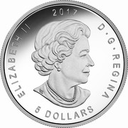 Canada 5 Dollars Maple Leaf and Columbine Denver 2017 ELIZABETH II 2017 D G REGINA 5 DOLLARS SB coin obverse Canada 5 Dollars Maple Leaf and Columbine Denver 2017 ELIZABETH II 2017 D G REGINA 5 DOLLARS SB coin obverse