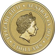 Australia 5 Dollars Sun 2017 ELIZABETH II AUSTRALIA 2017 5 DOLLARS IRB coin obverse Australia 5 Dollars Sun 2017 ELIZABETH II AUSTRALIA 2017 5 DOLLARS IRB coin obverse