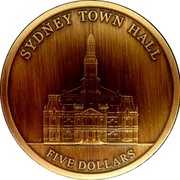 Australia 5 Dollars Sydney Town Hall 2012 SYDNEY TOWN HALL 5 DOLLARS coin reverse