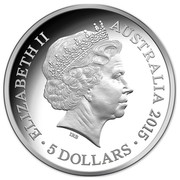 Australia 5 Dollars VOC Batavia - Drama On The High Seas 2015  ELIZABETH II AUSTRALIA 2015 5 DOLLARS IRB coin obverse Australia 5 Dollars VOC Batavia - Drama On The High Seas 2015  ELIZABETH II AUSTRALIA 2015 5 DOLLARS IRB coin obverse