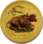 Australia 5 Dollars Year of the Ox (Colorized) 2009 YEAR OF THE OX P coin reverse Australia 5 Dollars Year of the Ox (Colorized) 2009 YEAR OF THE OX P coin reverse