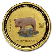 Australia 5 Dollars Year of the Pig (Colorized) 2007 2007 1/20 OZ 9999 GOLD coin reverse Australia 5 Dollars Year of the Pig (Colorized) 2007 2007 1/20 OZ 9999 GOLD coin reverse