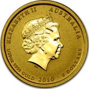 Australia 5 Dollars Year of the Tiger (Colorized) 2010 ELIZABETH II AUSTRALIA 1/2OZ 9999 GOLD 2010 5 DOLLARS IRB coin obverse Australia 5 Dollars Year of the Tiger (Colorized) 2010 ELIZABETH II AUSTRALIA 1/2OZ 9999 GOLD 2010 5 DOLLARS IRB coin obverse